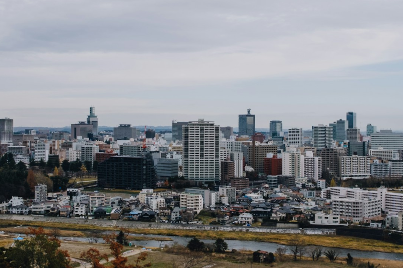 空から見た町並み。宮城・仙台